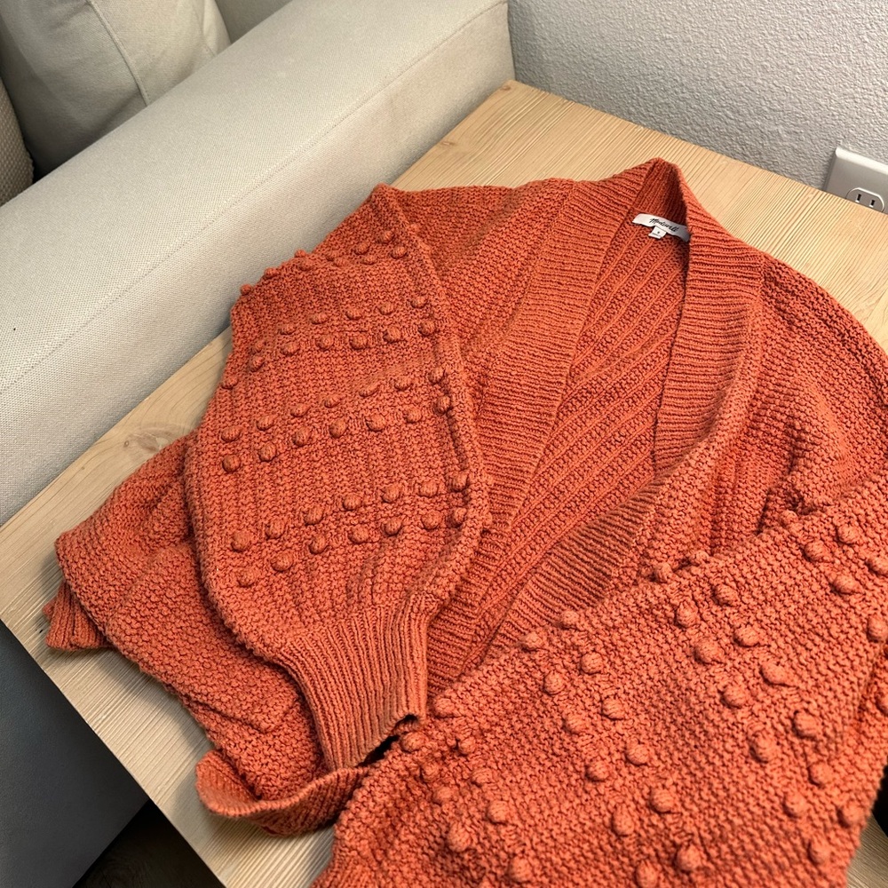 Madewell Afterglow Woven Bobble Knit Open Front Cardigan Sweater Womens S